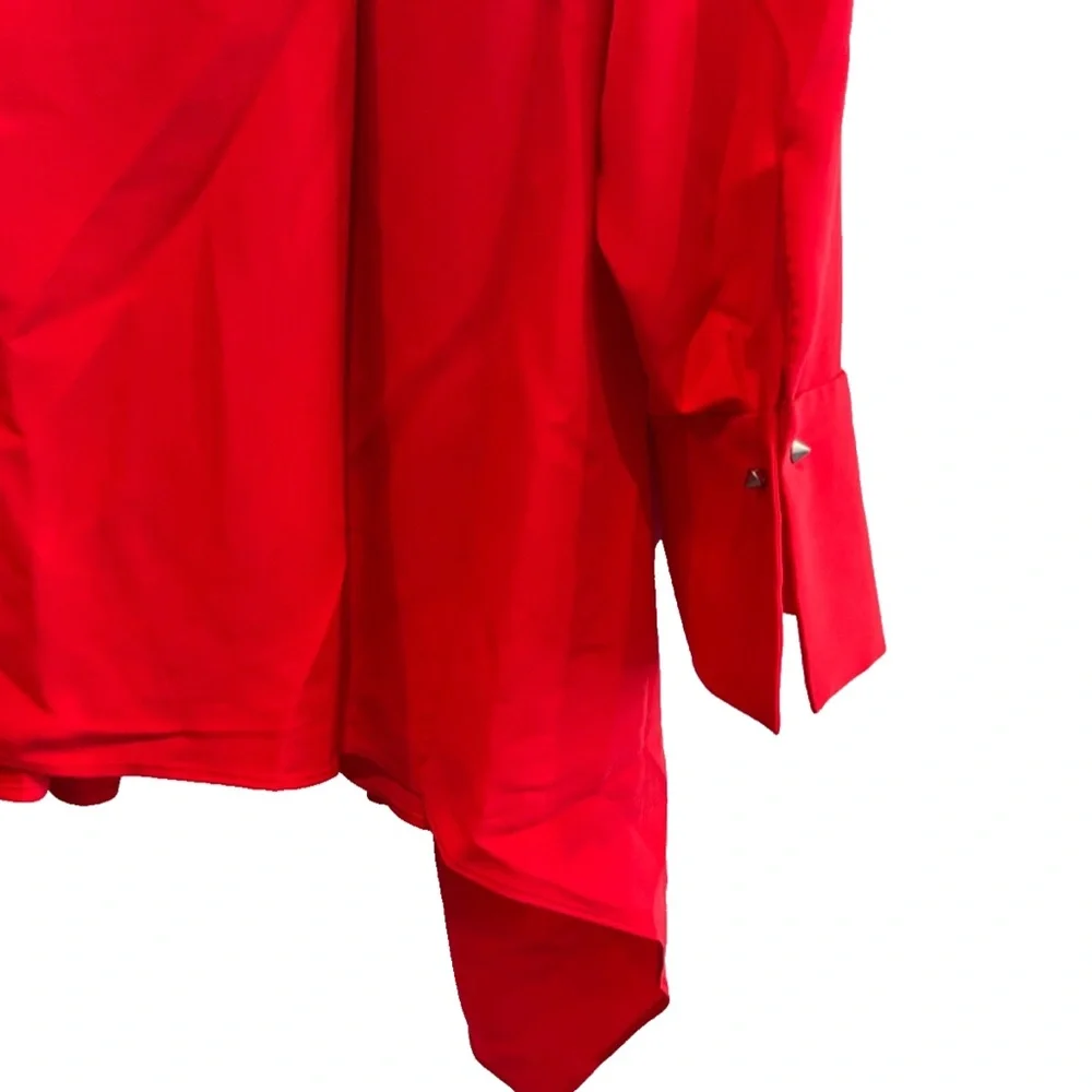 COPY -(NWT) RACHEL Rachel Roy Red V-Neck Handkerchief Hem Top Plus Size 3X/4X - Picture 11 of 14
